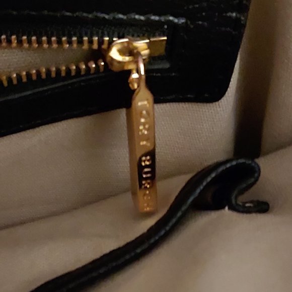 Tory Burch Jaden Horsebit Large Black Leather Zippered Tote Logo - Picture 11 of 11